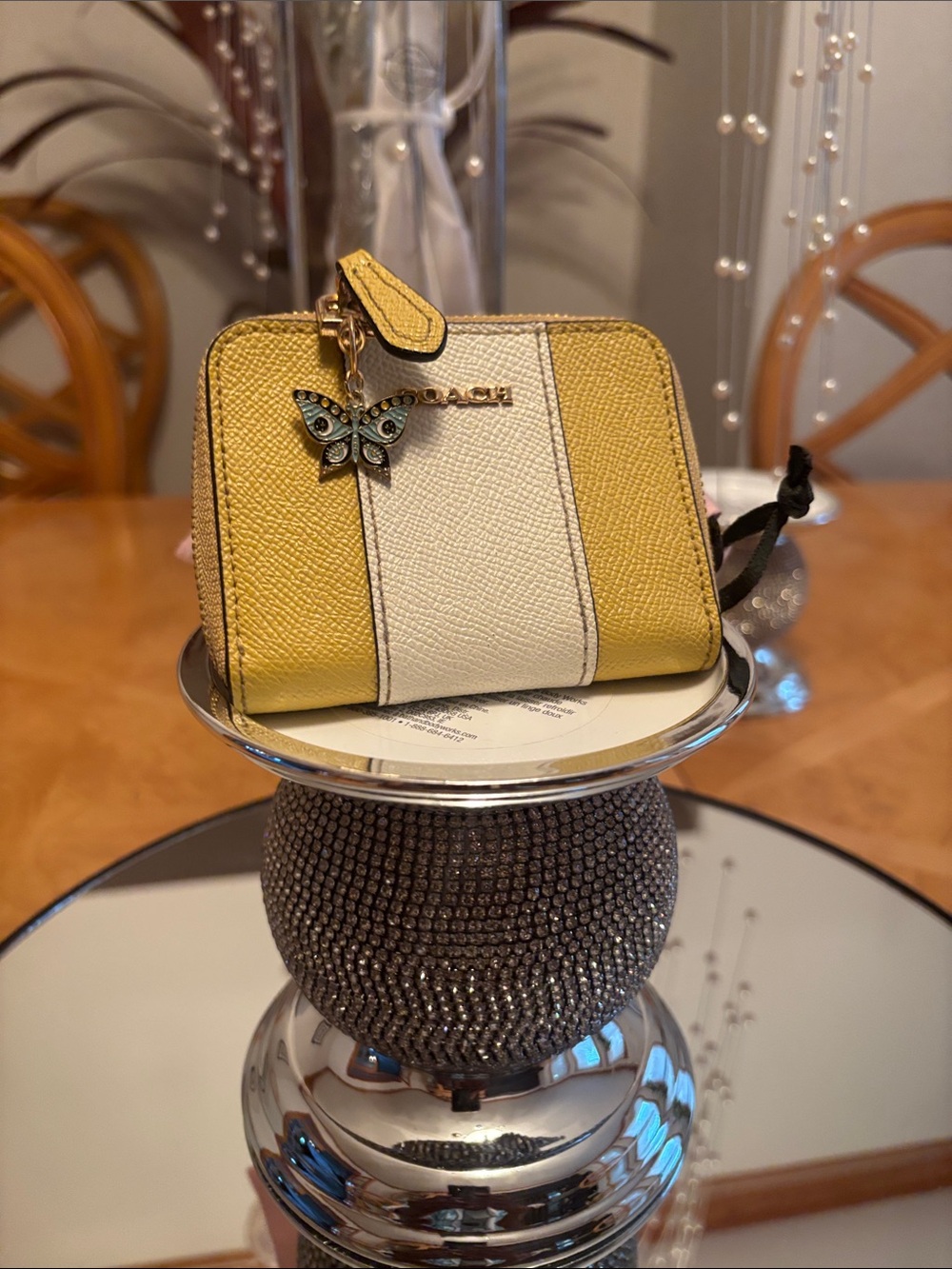NWOT Coach Zippy Compact  Wallet saffron/cream